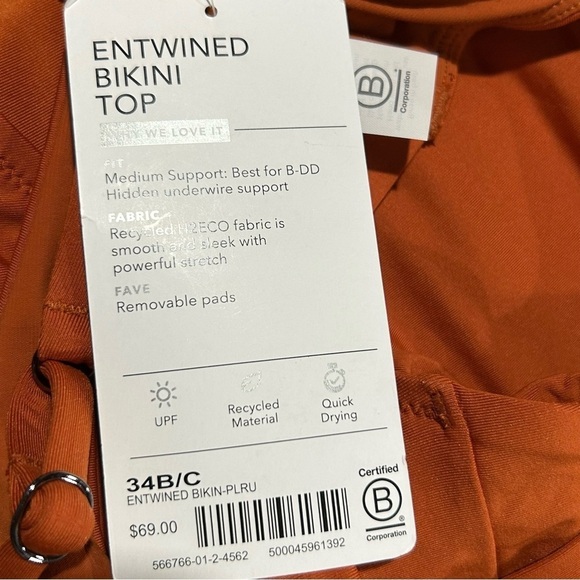 NWT Athleta Entwined Bikini Top Palomino Rust 34 B/C - Picture 6 of 6